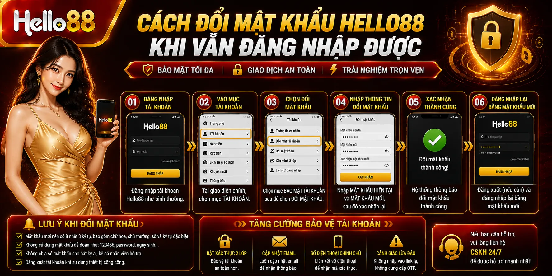 Cách đổi mật khẩu Hello88 khi vẫn đăng nhập được