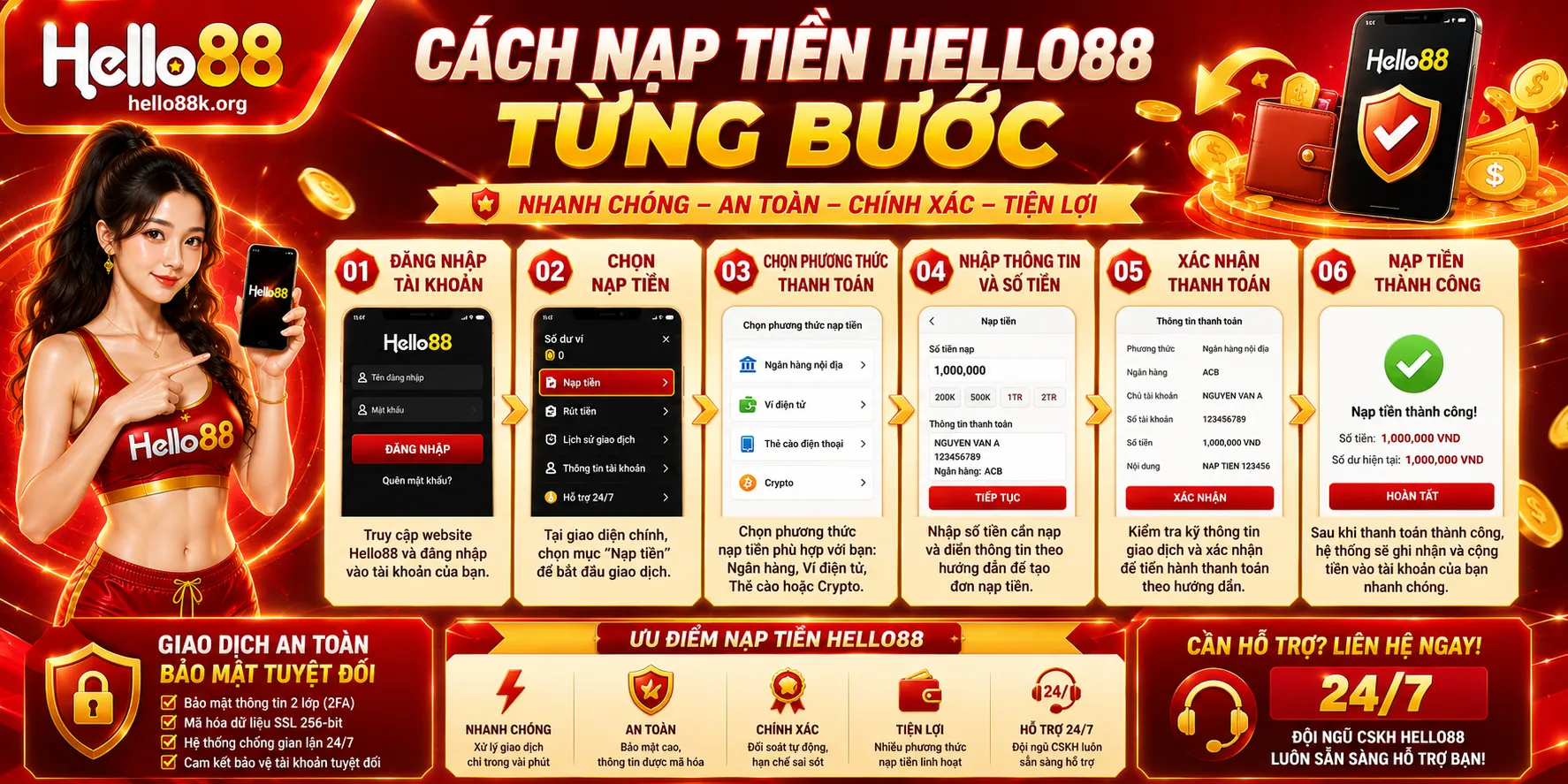 Nạp Tiền Hello88: Hướng Dẫn Và Cách Đối Soát Giao Dịch 2 Cách nạp tiền Hello88 từng bước