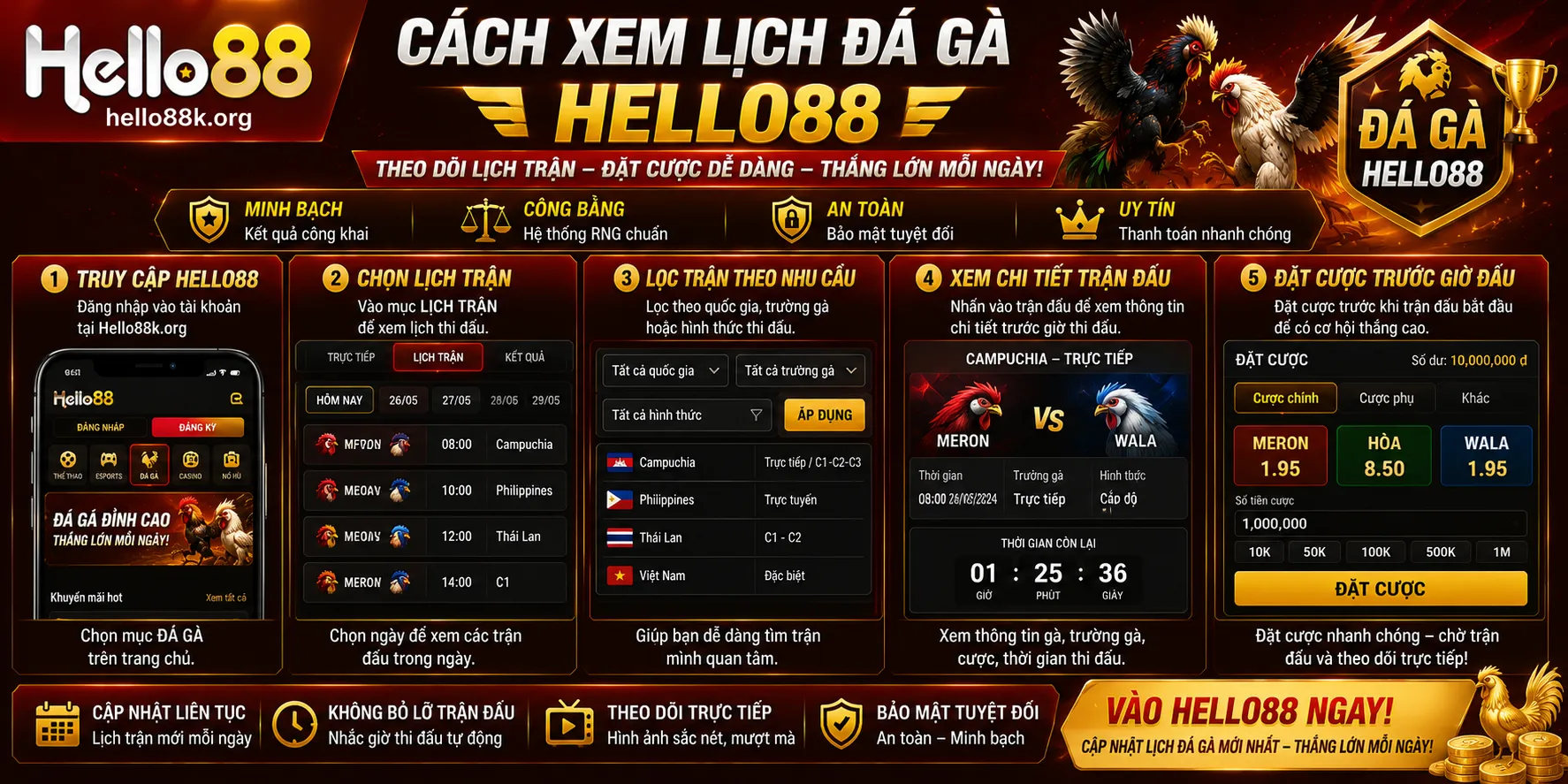 Đá Gà Hello88: Hình Thức, Lịch Trận Và Quy Tắc 2 Cách xem lịch đá gà Hello88