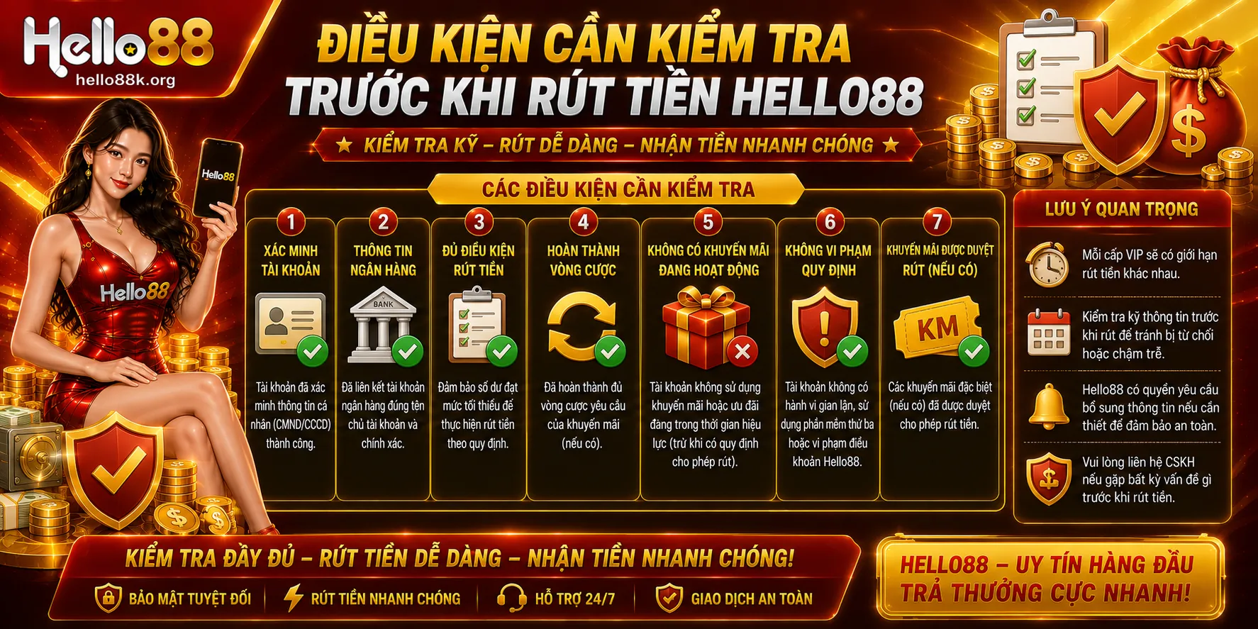 Rút Tiền Hello88: Điều Kiện Và Quy Trình Thực Hiện 1 Điều kiện cần kiểm tra trước khi rút tiền Hello88