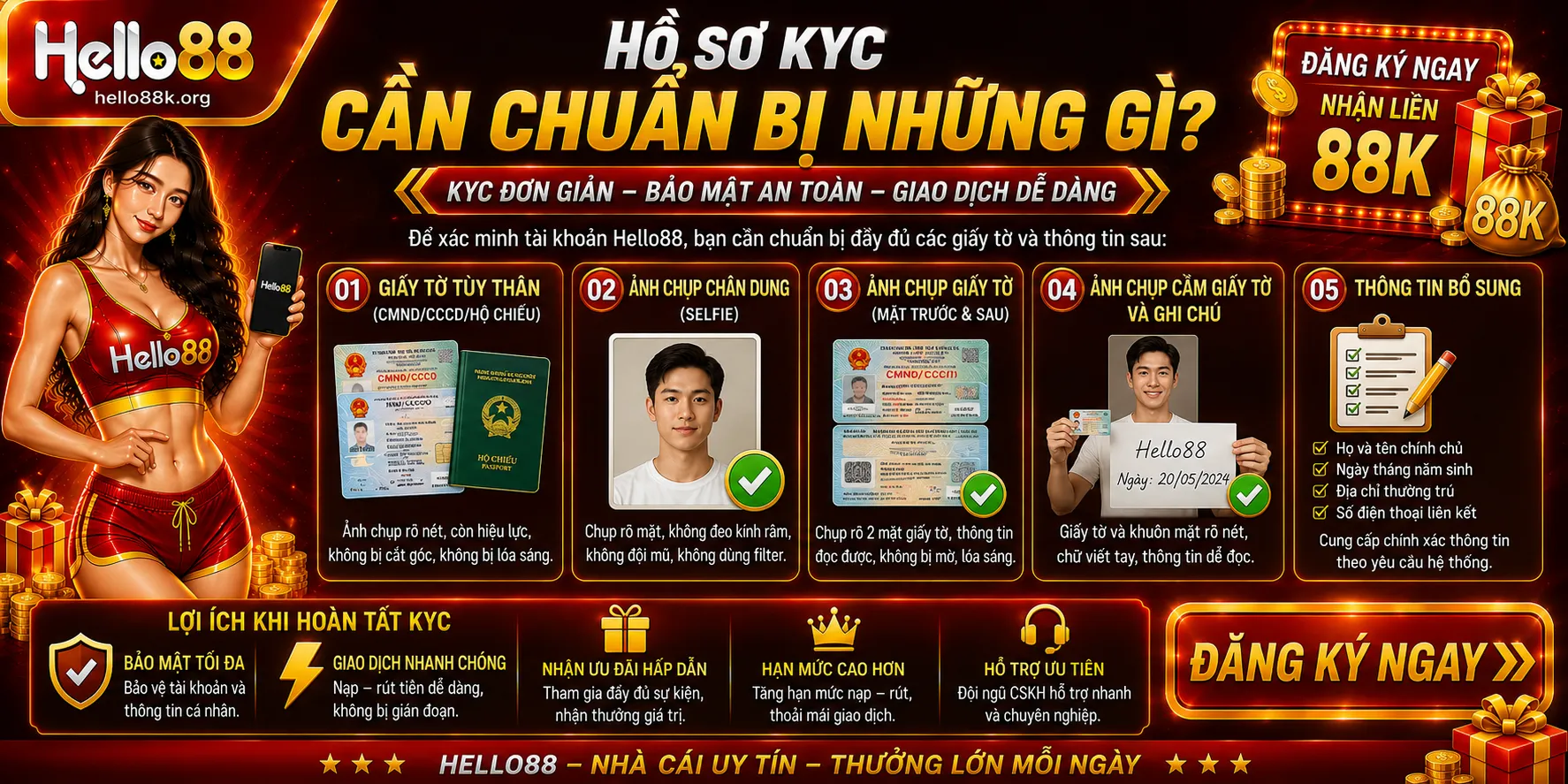 Xác Minh Tài Khoản Hello88: Hồ Sơ KYC Cần Chuẩn Bị 2 Hồ sơ KYC cần chuẩn bị những gì?