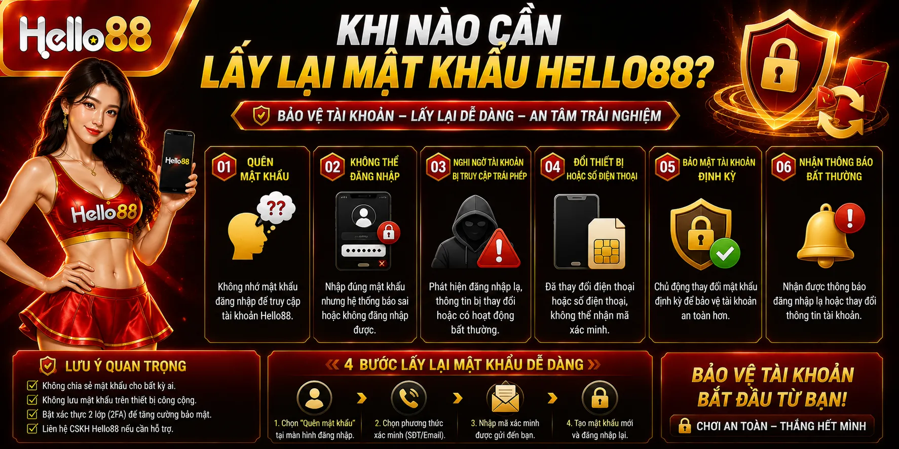 Khi nào cần lấy lại mật khẩu Hello88?