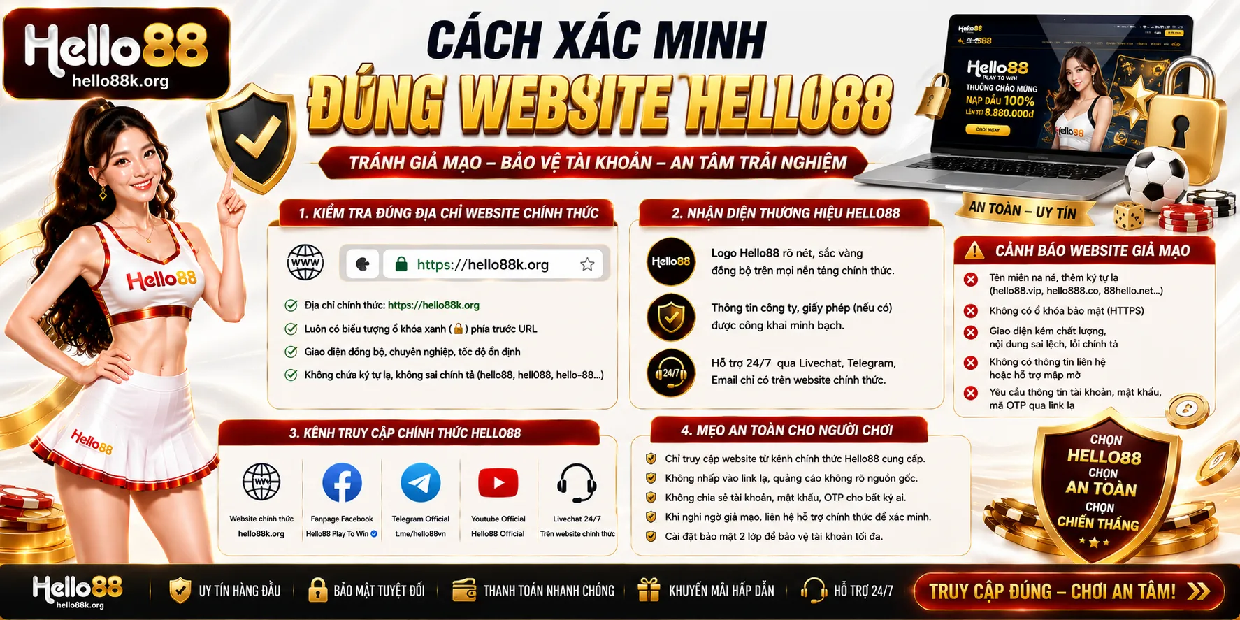 Giới Thiệu Hello88: Thông Tin Và Nhận Diện Thương Hiệu 2 Cách xác minh đúng website Hello88