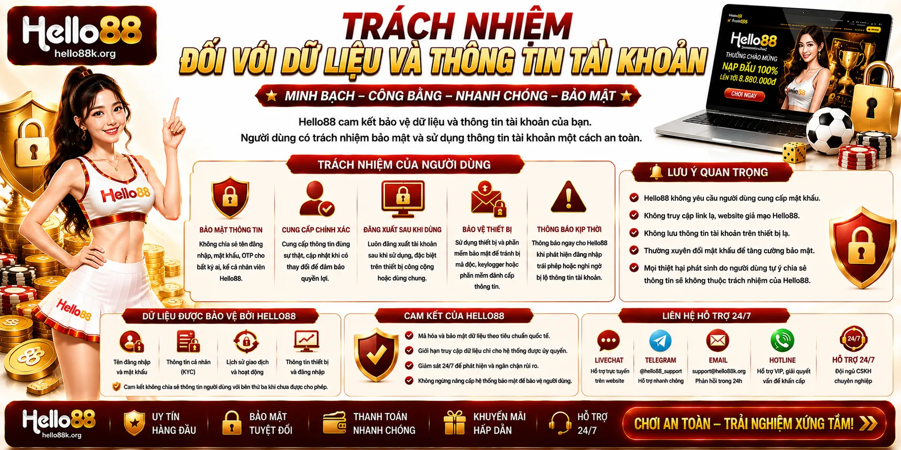 Miễn Trừ Trách Nhiệm Hello88: Phạm Vi Và Giới Hạn 2 Trách nhiệm đối với dữ liệu và thông tin tài khoản